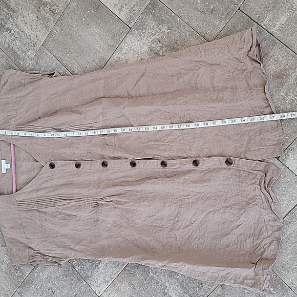 J Jill Love Linen Button Front Pintuck Tan Dress/Tunic Sz XL Petite - Picture 9 of 9
